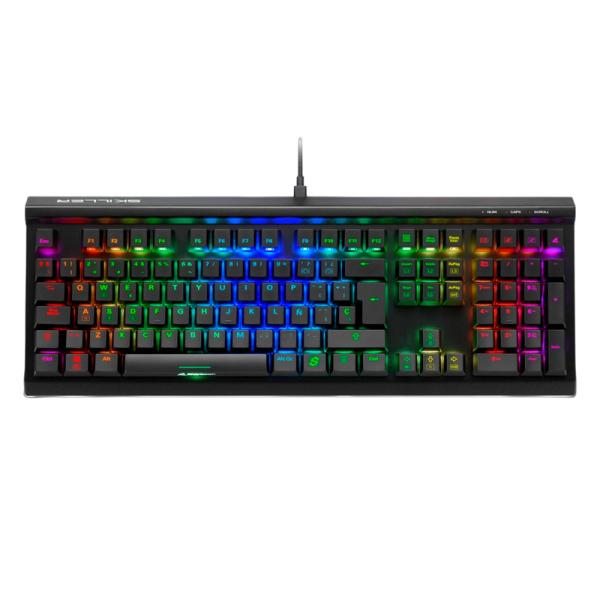 TECLADO GAMING RGB SHARKOON SKILLER SGK60 MECÁNICO ALÁMBRICO USB INGLÉS SWITCH BLANCO 4044951030095 NEGRO
