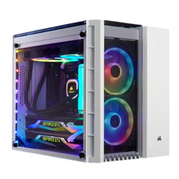 CASE GAMING RGB CORSAIR CRYSTAL SERIES 280X MINI TOWER VENTILADORES 2 DE 120MM CON VIDRIO LATERAL Y MALLA FRONTAL CC-9011137-WW BLANCO