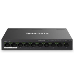 SWITCH MERCUSYS MS110P(UN) 10 PUERTOS RJ45 CON 8 PUERTOS POE+10/100 MBPS