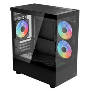 CASE RGB AEROCOOL VIEWPORT MINI-G-BK-V2 MINI TOWER VENTILADORES 3 DE 120MM CON VIDRIO FRONTAL Y LATERAL ACCM-ES09133.11 NEGRO