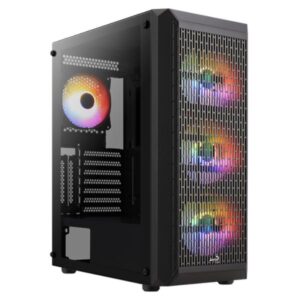 CASE RGB AEROCOOL BEAM-G-BK-V2 MID TOWER VENTILADORES 4 DE 120MM CON VIDRIO LATERAL ACCM-PV37043.11 NEGRO