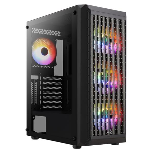 CASE RGB AEROCOOL BEAM-G-BK-V2 MID TOWER VENTILADORES 4 DE 120MM CON VIDRIO LATERAL ACCM-PV37043.11 NEGRO