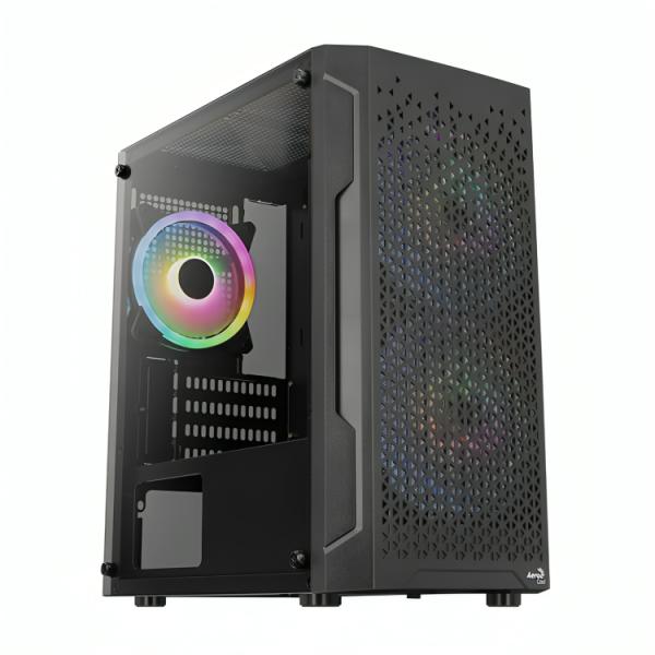 CASE GAMING AEROCOOL TRINITY MINI G-BK-V1 MINI TOWER VENTILADOR 1 DE 120MM CON VIDRIO LATERAL Y MALLA FRONTAL ACCS-PV32013.11 NEGRO