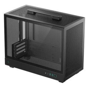 CASE DEEPCOOL CH160 PLUS MINI TOWER SIN VENTILACION INCLUIDA CON MALLA FRONTAL Y PANEL LATERAL R-CH160-BKNGM0-G NEGRO
