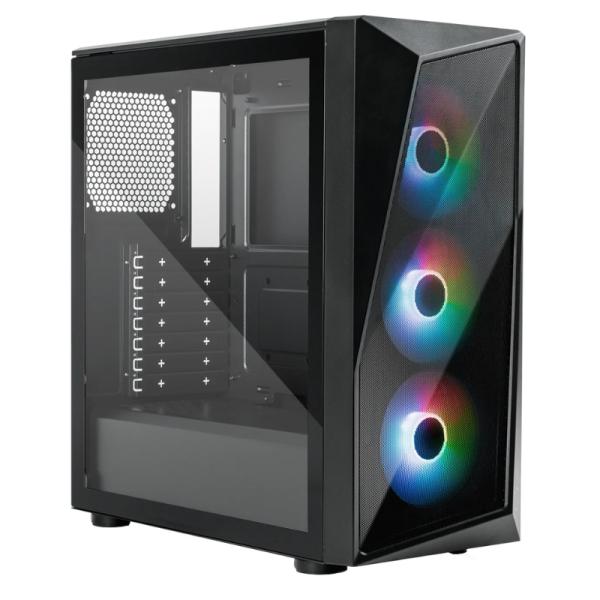 CASE RGB COOLER MASTER CMP520 MID TOWER VENTILADORES 3 DE 120MM CON FUENTE DE PODER MWE BRONZE 650 V3 SPECTRUM V3 CP520-KGNN65-SA0 NEGRO