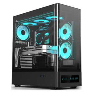 CASE EAGLE WARRIOR CG01YKRA001C MID TOWER SIN VENTILACION INCLUIDA CON VIDRIO TEMPLADO SIN FUENTE CON PANTALLA DE 7.2" NEGRO