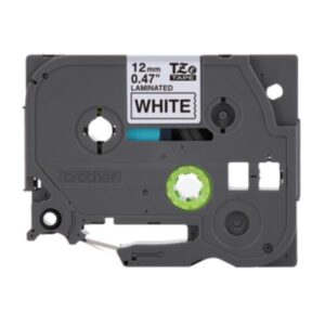 CINTA LAMINADA BROTHER TZE231G 12MM X 8M NEGRO SOBRE FONDO BLANCO