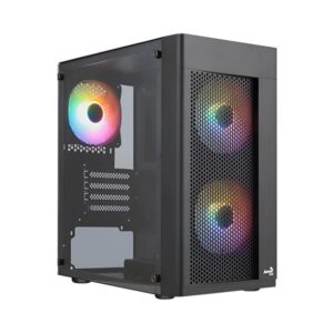 CASE GAMING RGB AEROCOOL HEXFORM G-BK-V2 MINI TOWER VENTILADORES 3 DE 120MM CON VIDRIO LATERAL Y MALLA FRONTAL ACCS-PV39033.11 NEGRO