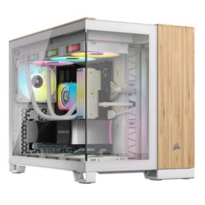 CASE CORSAIR 2500X MID TOWER SIN VENTILACIÓN INCLUIDA CON VIDRIO LATERAL Y MALLA FRONTAL CC-9011288-WW BLANCO/MADERA
