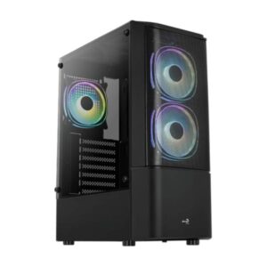 CASE RGB AEROCOOL QUANTUM MESH-G-BK-V3 MID TOWER VENTILADORES 3 DE 120MM CON VIDRIO LATERAL Y MALLA FRONTAL ACCM-PV31133.11 NEGRO