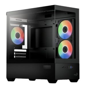 CASE GAMING RGB AEROCOOL P300D DIGI-G-BK-V1 DIGI MINI TOWER VENTILADORES 3 DE 120MM CON PANEL FRONTAL Y LATERAL ACCS-PN05033.11 NEGRO