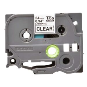 CINTA BROTHER TZE151G 24MM X 8M COMPATIBLE CON P-TOUCH NEGRA SOBRE TRANSPARENTE LAMINADA
