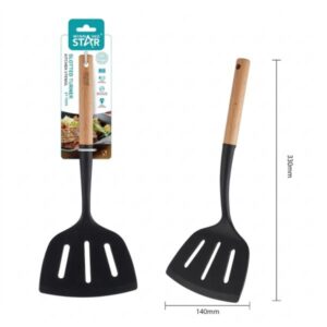 ESPÁTULA RANURADA WINNING STAR ST-7549 SILICONA / NYLON / MADERA LC-1641-WST-38864 NEGRO / MADERA