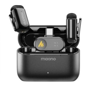 MICRÓFONO MAONO WM622 PC2 INALÁMBRICO LAVALIER CON RECEPTOR USB-C CANCELACIÓN DE RUIDO NEGRO