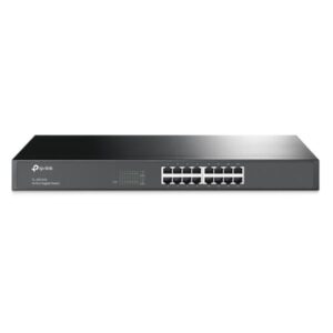 SWITCH TP LINK TL-SG1016 16 PUERTOS GIGABIT 10/100/1000 MBPS NO ADMINISTRABLE 19" NEGRO